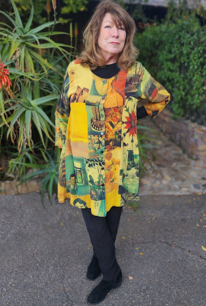 Picnic Tunic in Intuition Gold Printed Silk