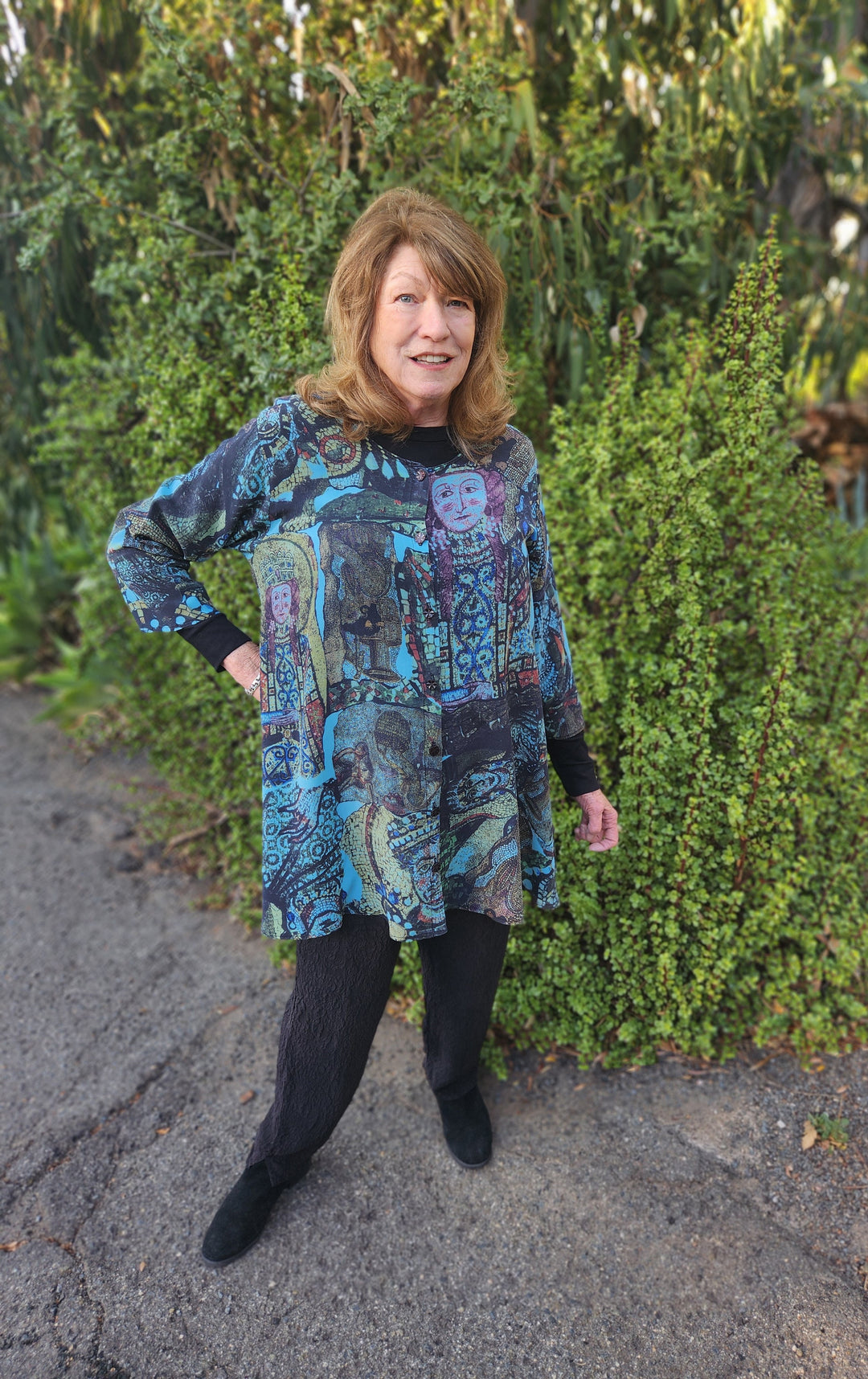 Picnic Tunic in Mosaic Blue Printed Silk