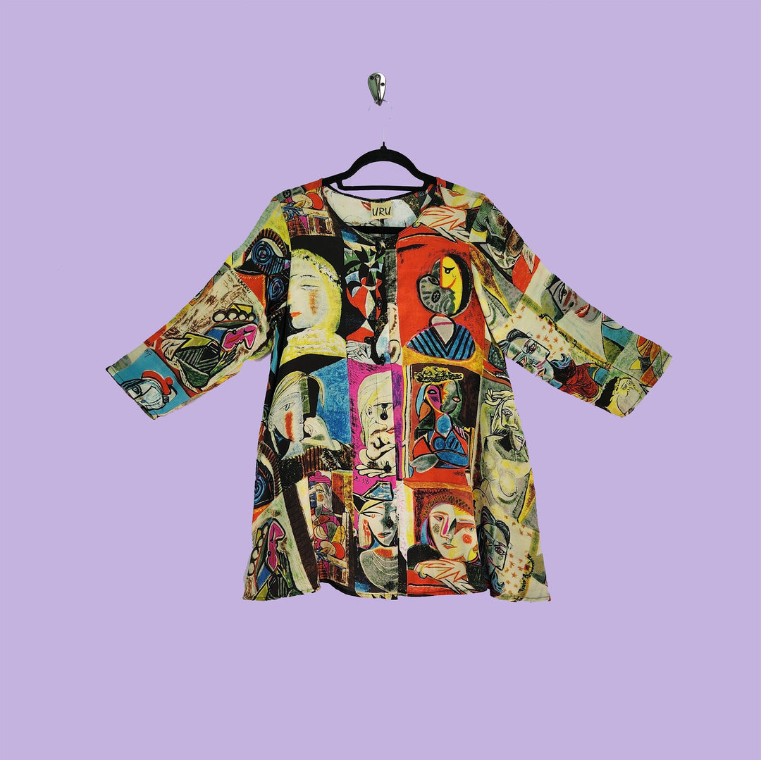 Picnic Tunic in Picasso Multicolor Printed Silk