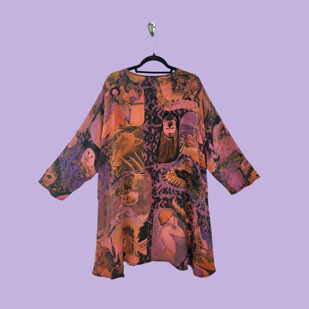 Picnic Tunic in Pink Owl Printed Silk