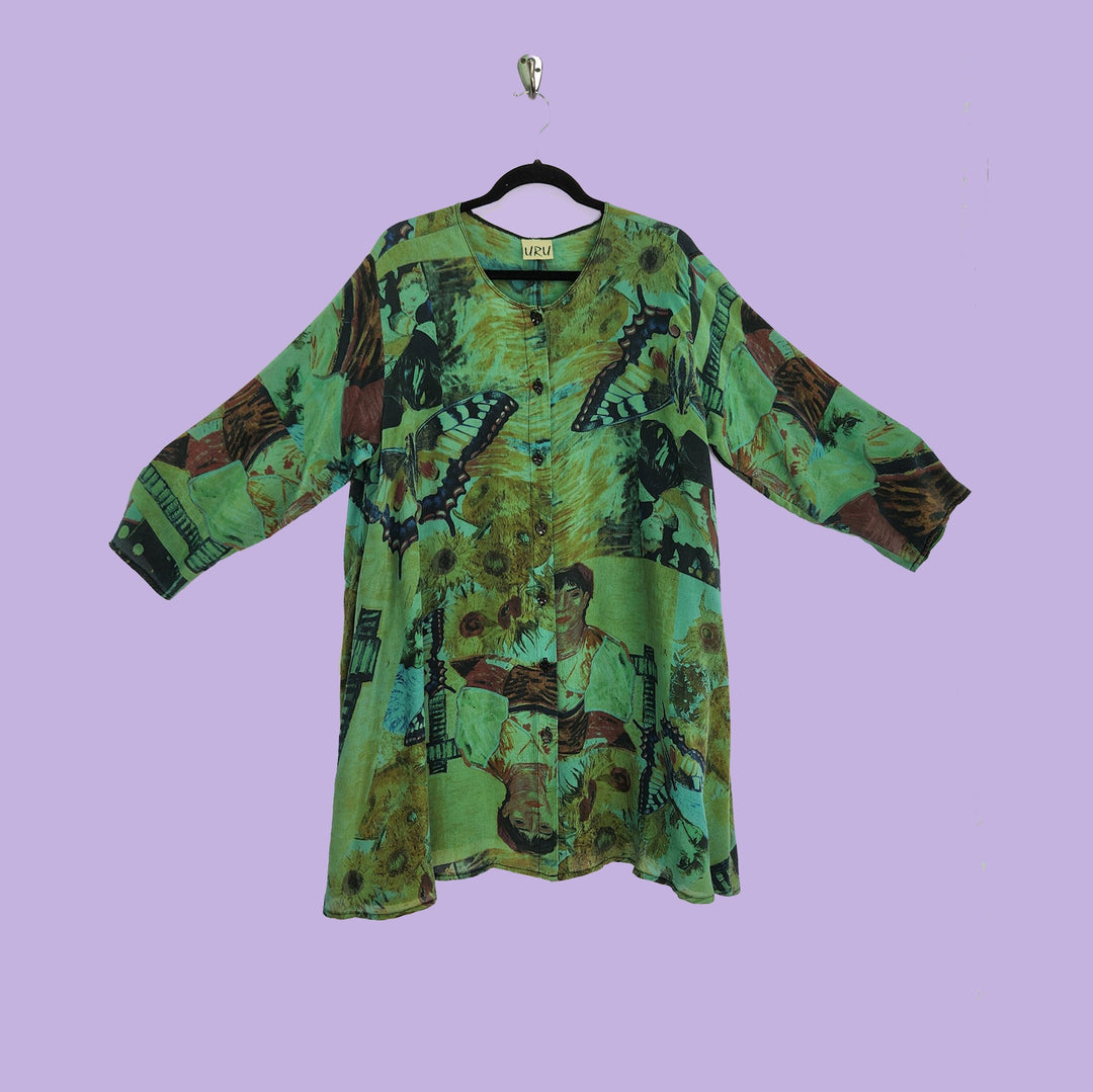 Picnic Tunic in URU Green Printed Silk