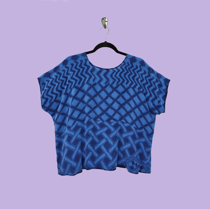 Shell In Afibi Blue Printed Silk