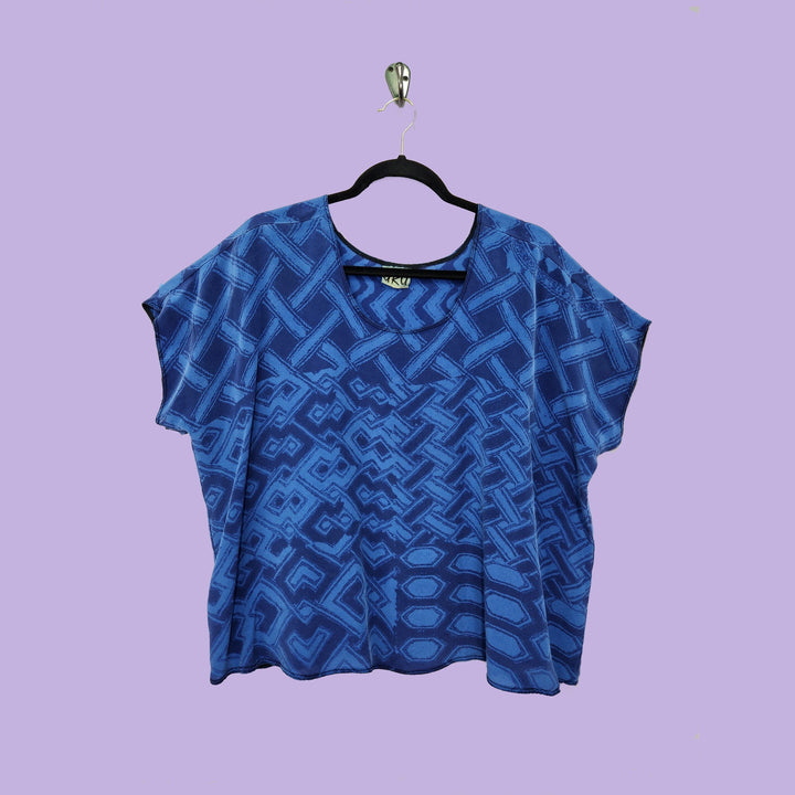 Shell In Afibi Blue Printed Silk