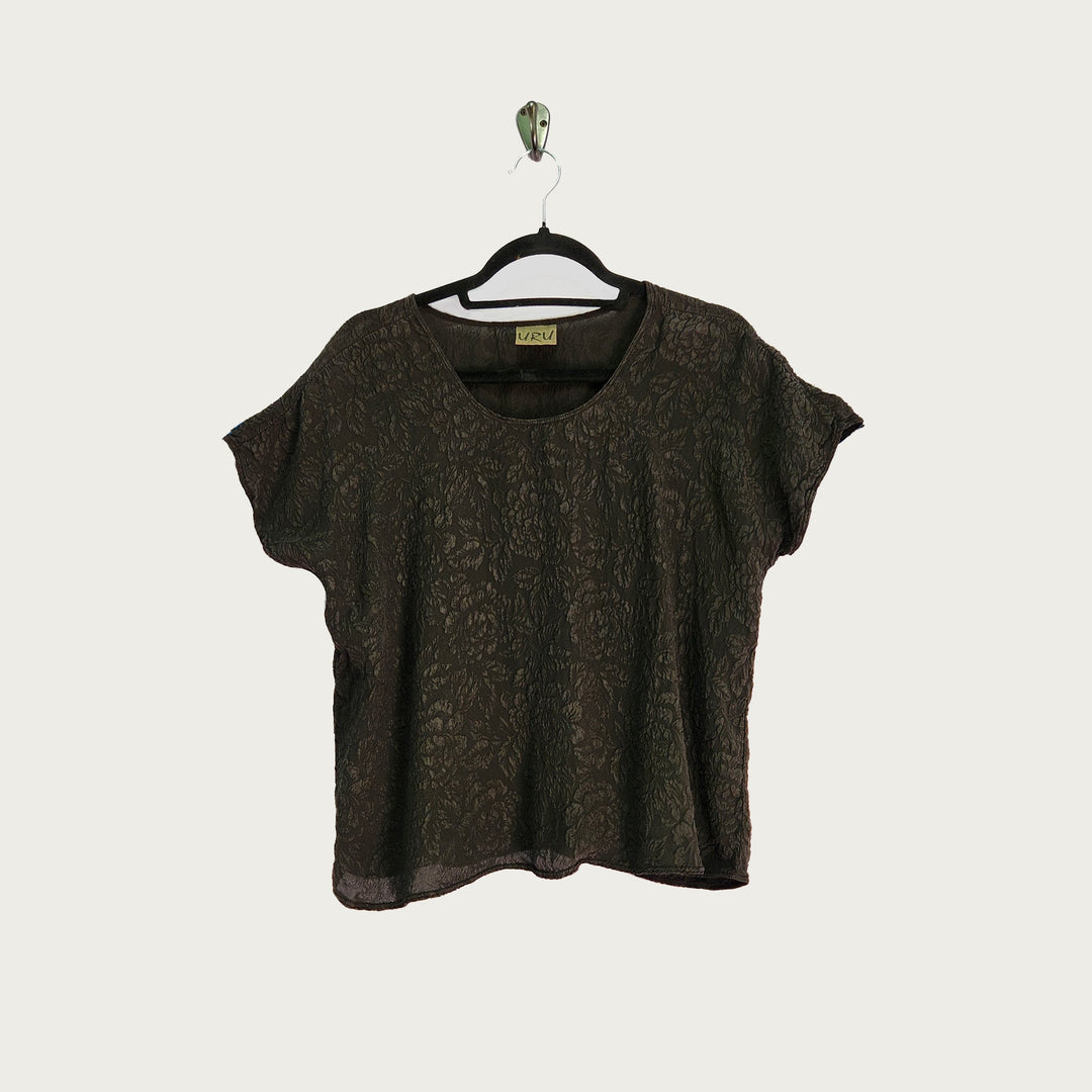 Shell in Black Textured Silk