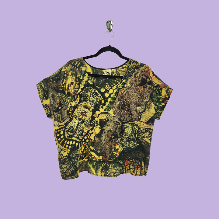 Shell in Mosaic Gold Printed Silk