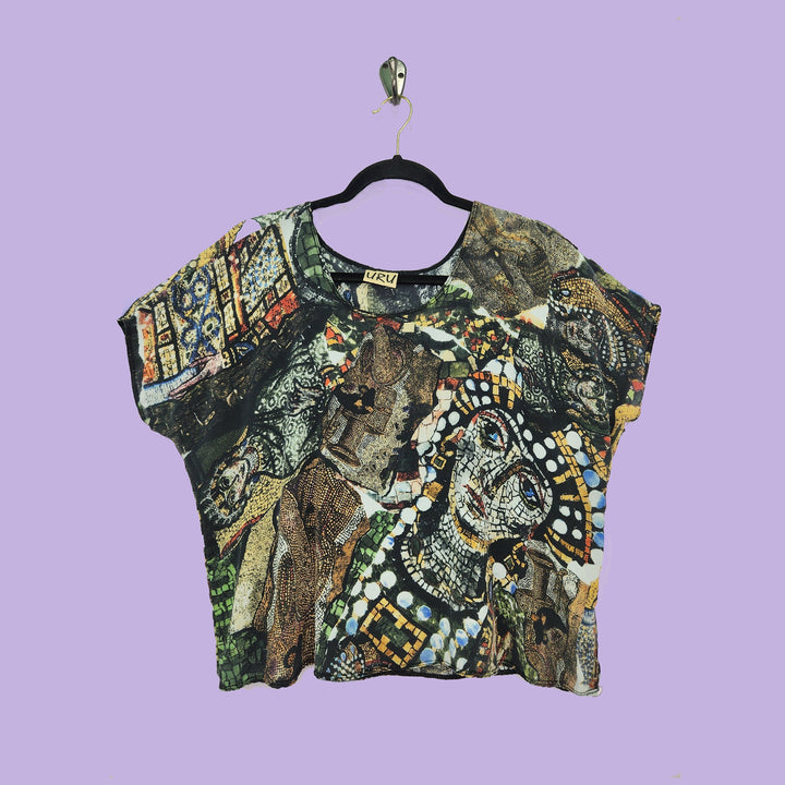 Shell in Mosaic Multicolor Printed Silk