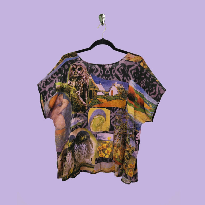 Shell in Owl Lilac Printed Silk