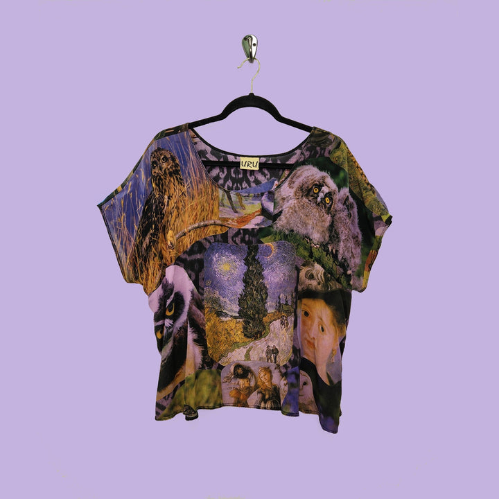 Shell in Owl Lilac Printed Silk