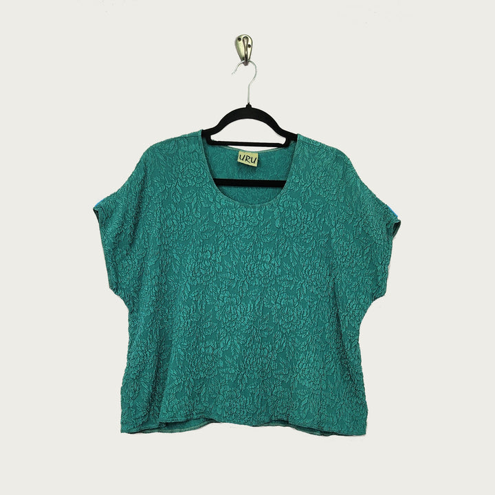 Shell in Peacock Textured Silk