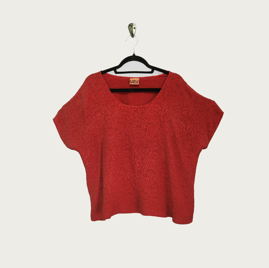 Shell in Red Textured Silk