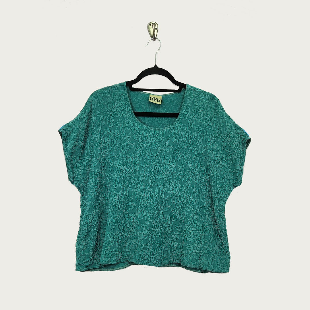 Shell in Peacock Textured Silk