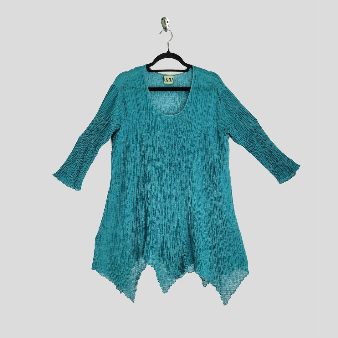 Sunday Smock in Turquoise Braided Silk