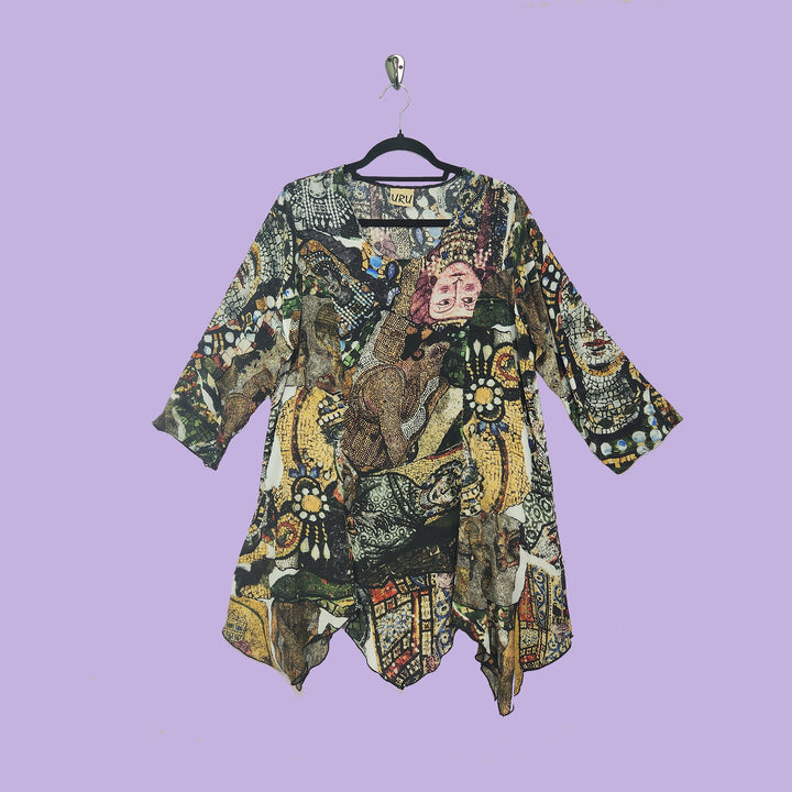 Sunday Smock in Mosaic Multicolor Printed Silk