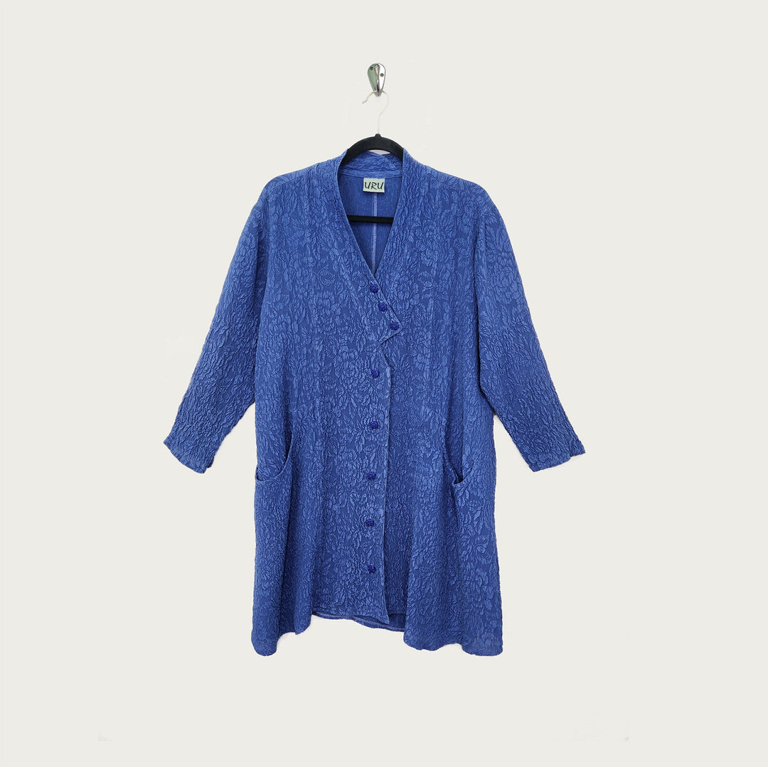 Travel Jacket in Indigo Textured Silk