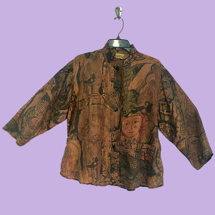 Venice Top in Mosaic Copper India Printed Silk