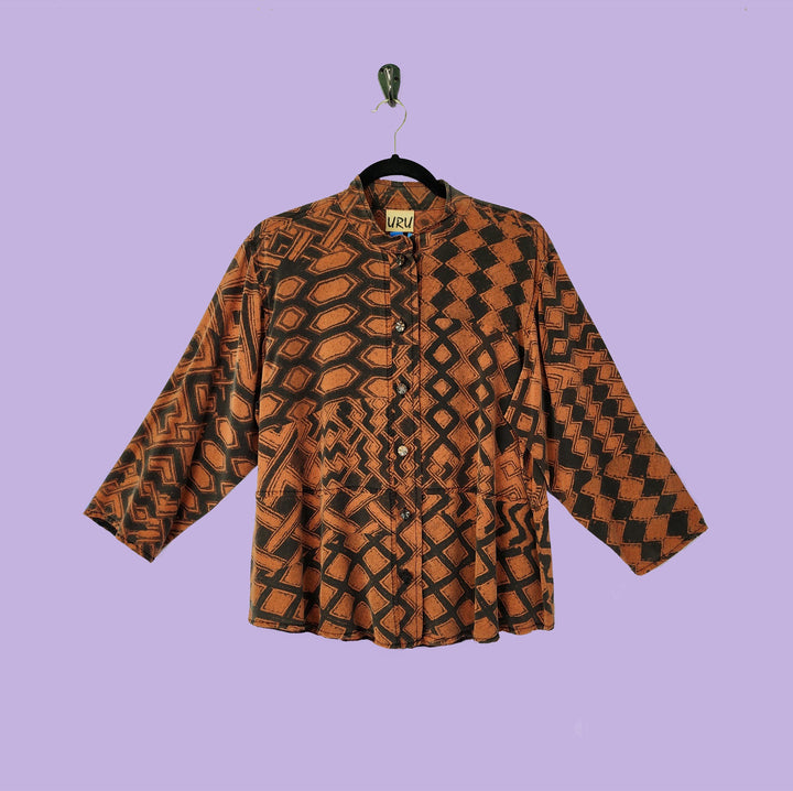 Venice Top in Afibi Copper Printed Silk