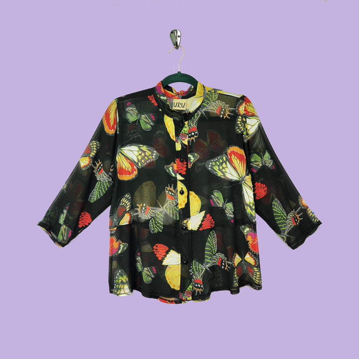 Venice Top in Butterfly Printed Silk