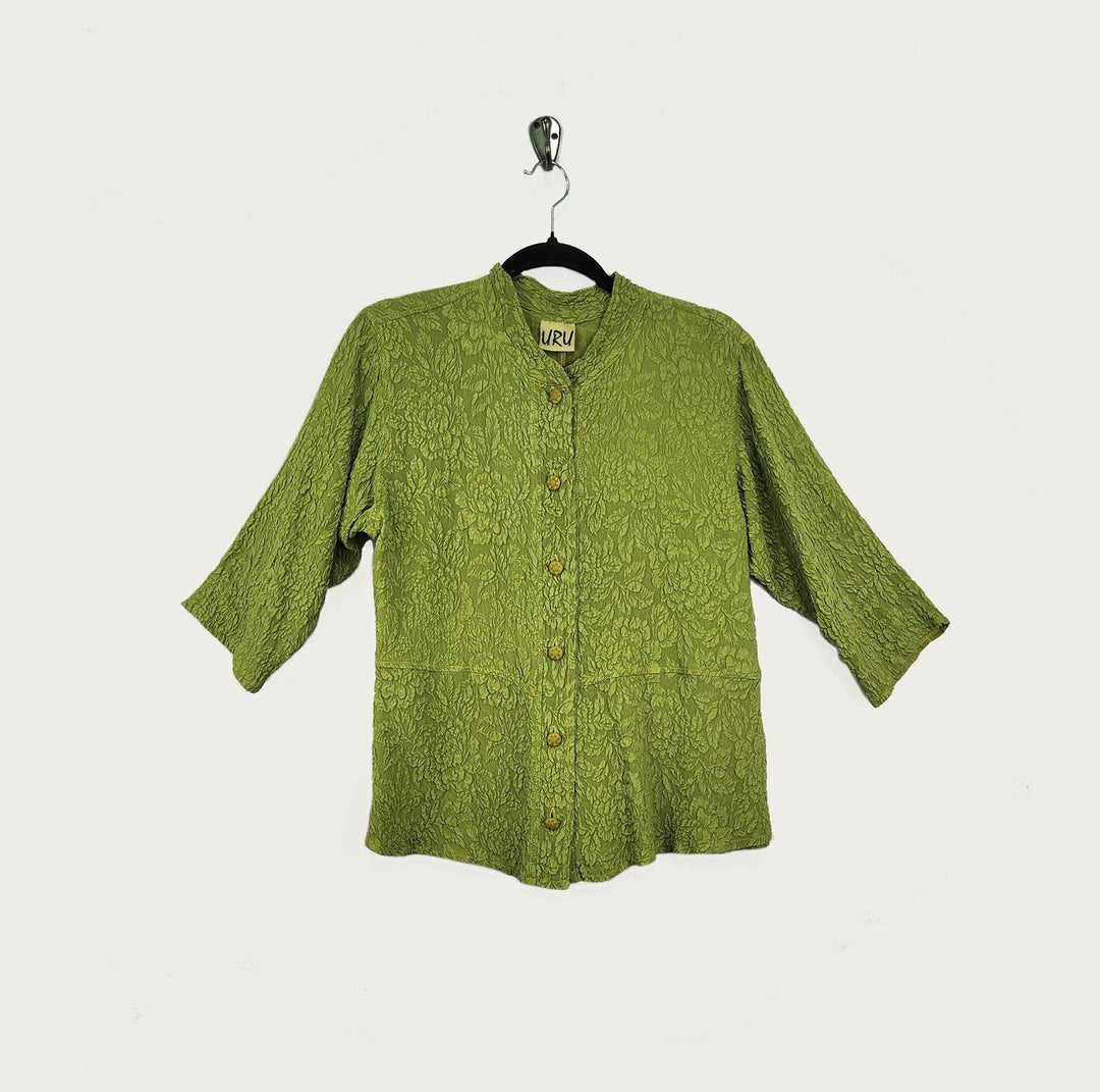 Venice Top in Green Tea Textured Silk