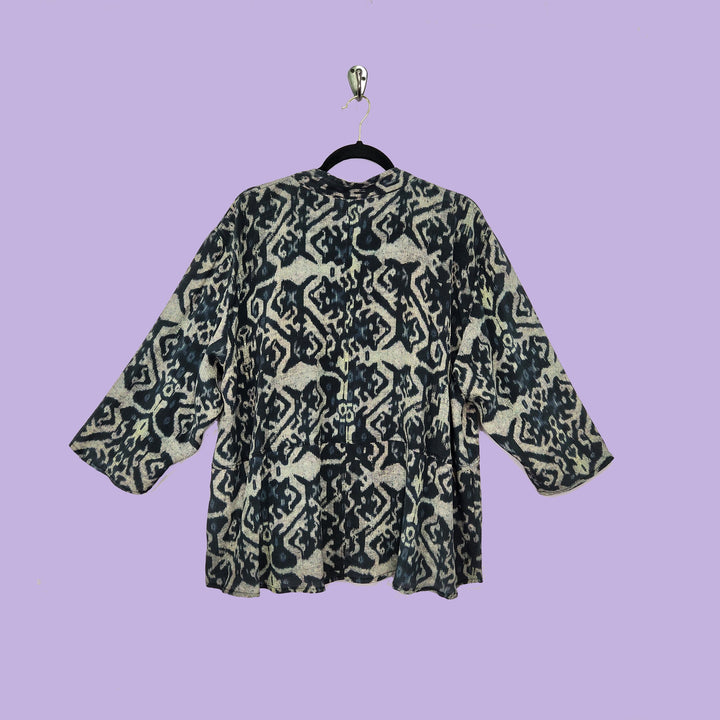 Venice Top in Indigo Ikat Printed Silk