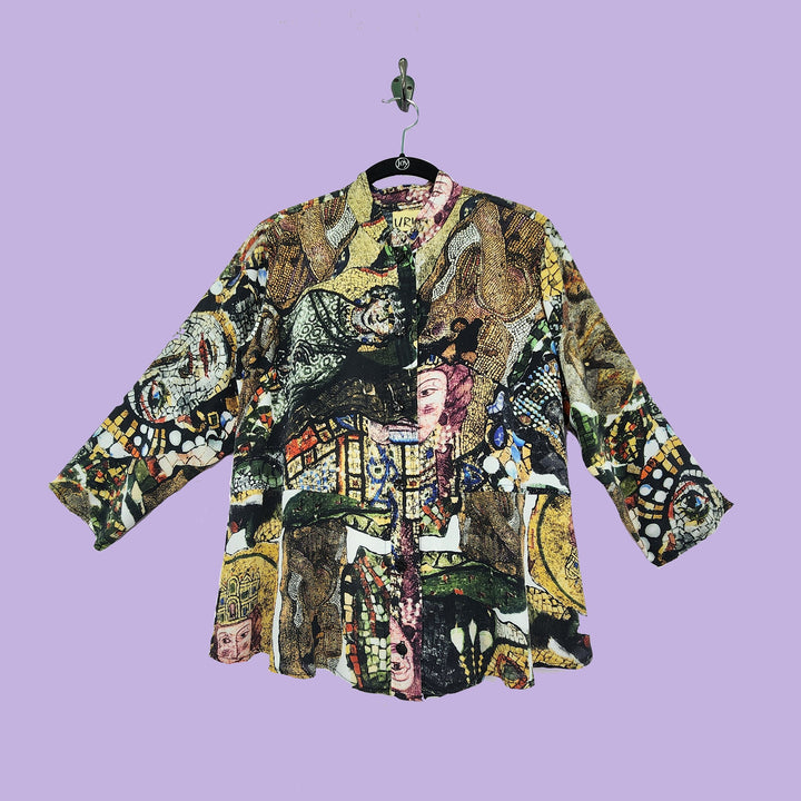 Venice Top in Mosaic Multicolor Printed Silk