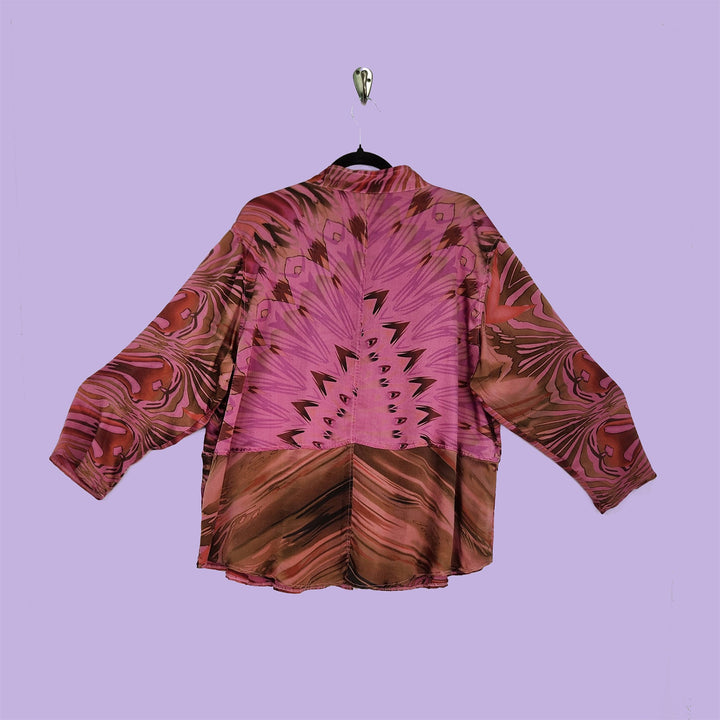 Venice Top in Passion Pink Printed Silk
