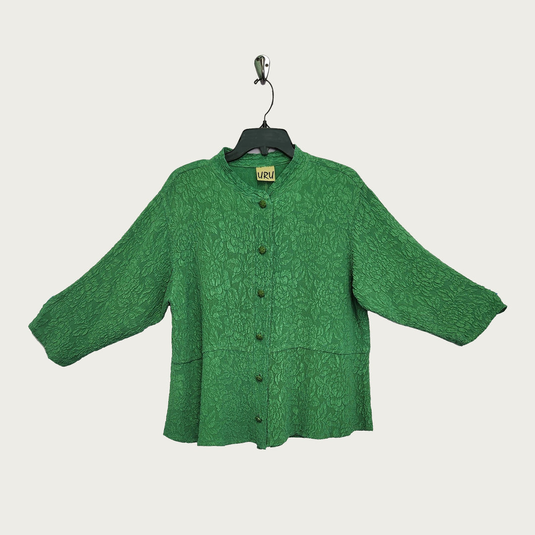 Venice Top in Phoebe Green Textured Silk