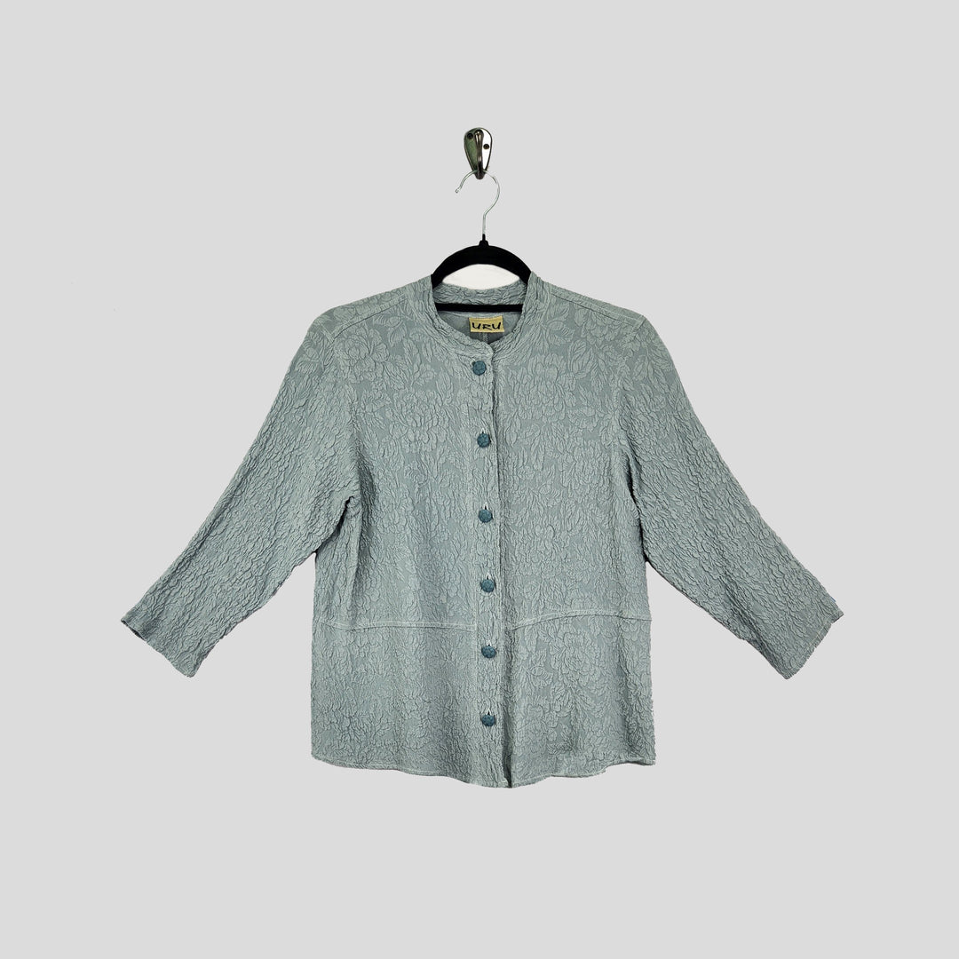 Venice Top in Silver Textured Silk