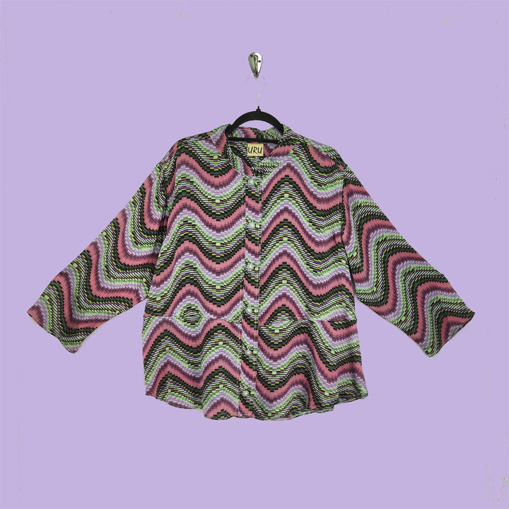 Venice Top in Geometric Lilac Printed Silk