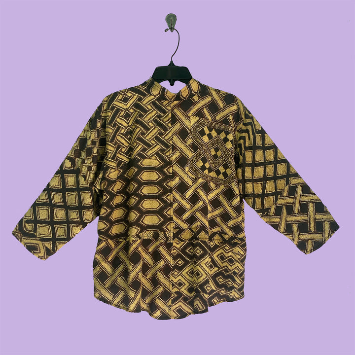 Venice Top in Afibi Tan Printed Silk