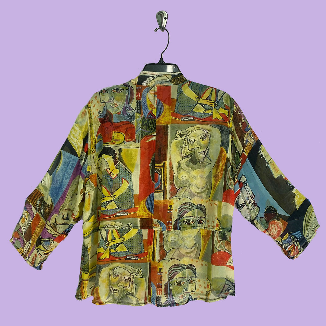 Venice Top in Picasso Sheer Multicolor Printed Silk