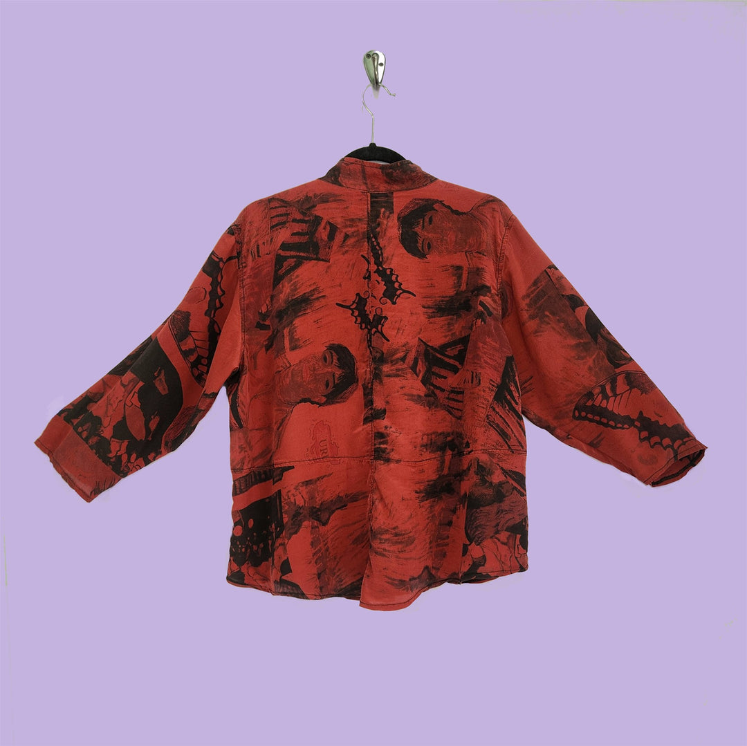 Venice Top in URU Red and Black Printed Silk