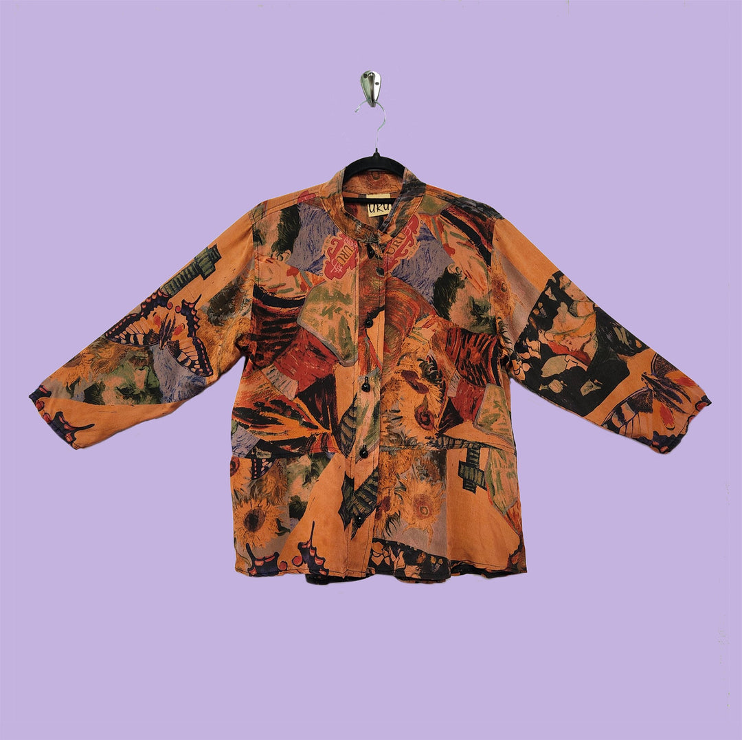 Venice Top in URU Red Printed Silk