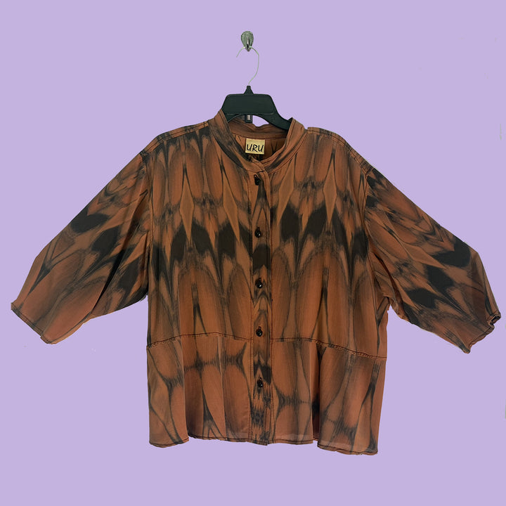 Venice Top in Tropical Rain Copper Printed Silk