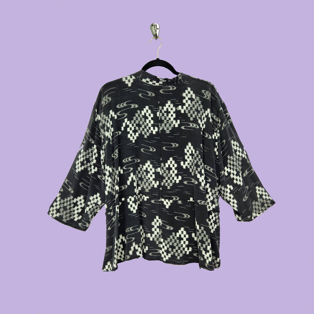 Venice Top in Black Ikat Printed Silk