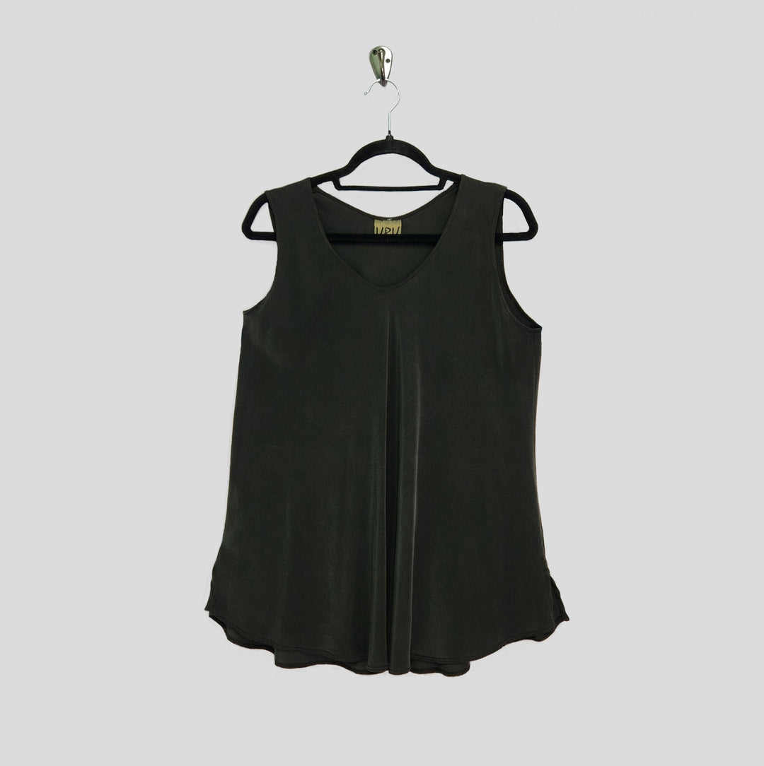 Bias Tank in Black Charmeuse Silk