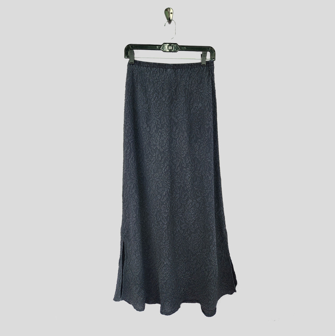 Long Skirt in Charcoal Textured Silk