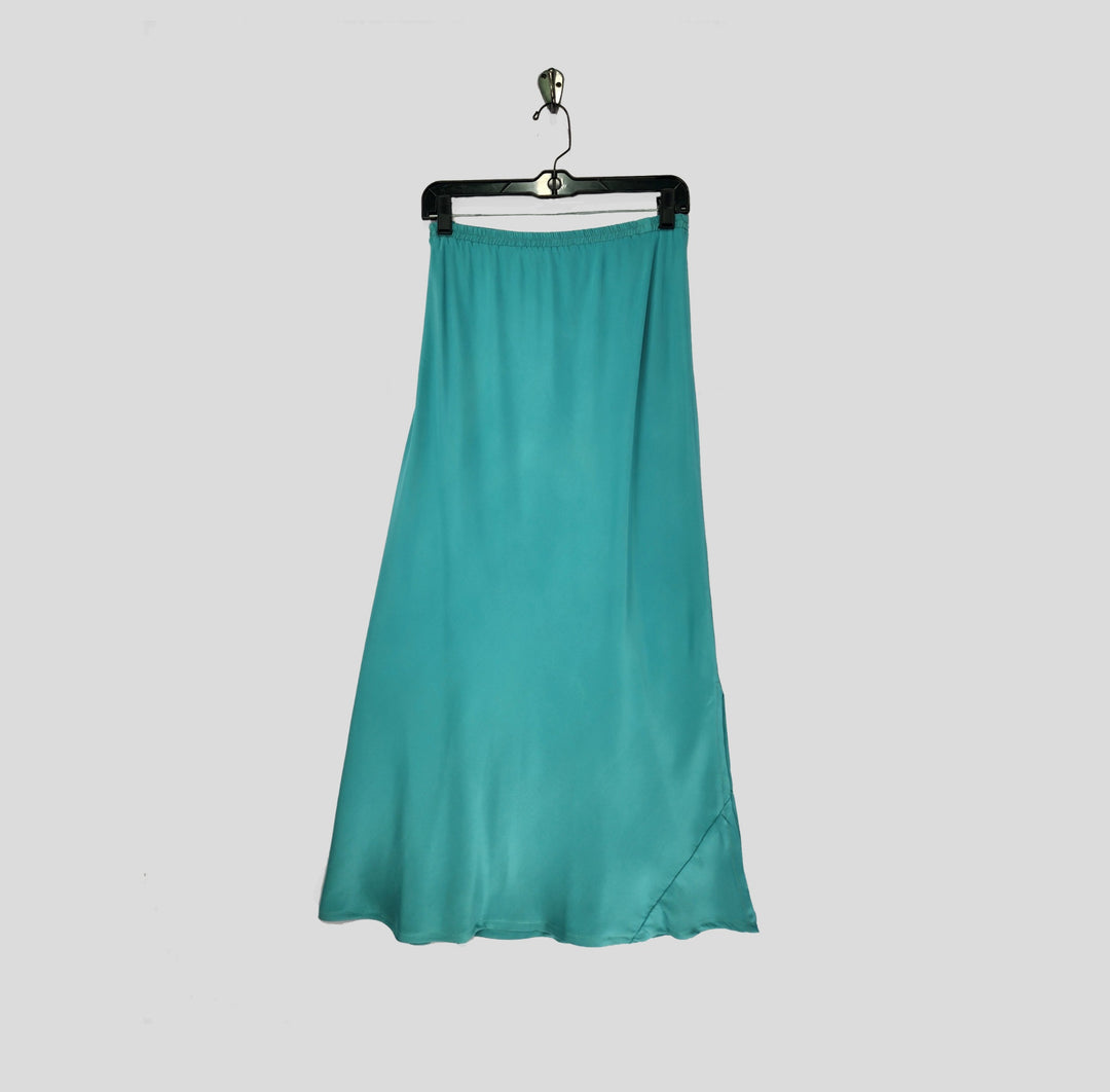 Long Skirt in Turquoise Charmeuse Silk