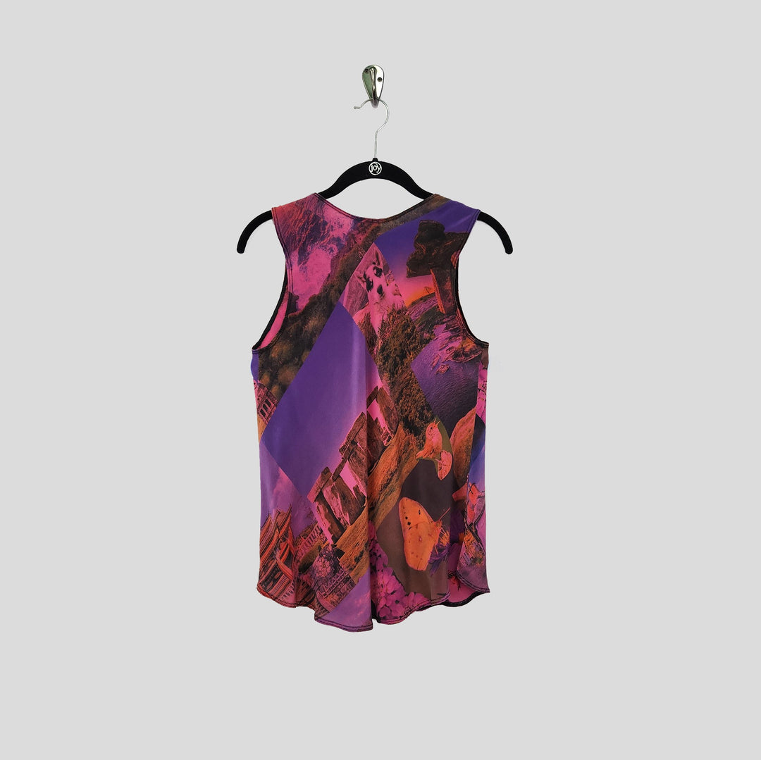 Bias Tank in Harmony Pink Printed Silk