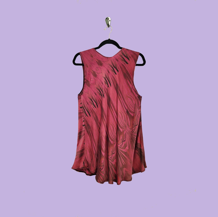 Bias Tank in Passion Pink Printed Silk