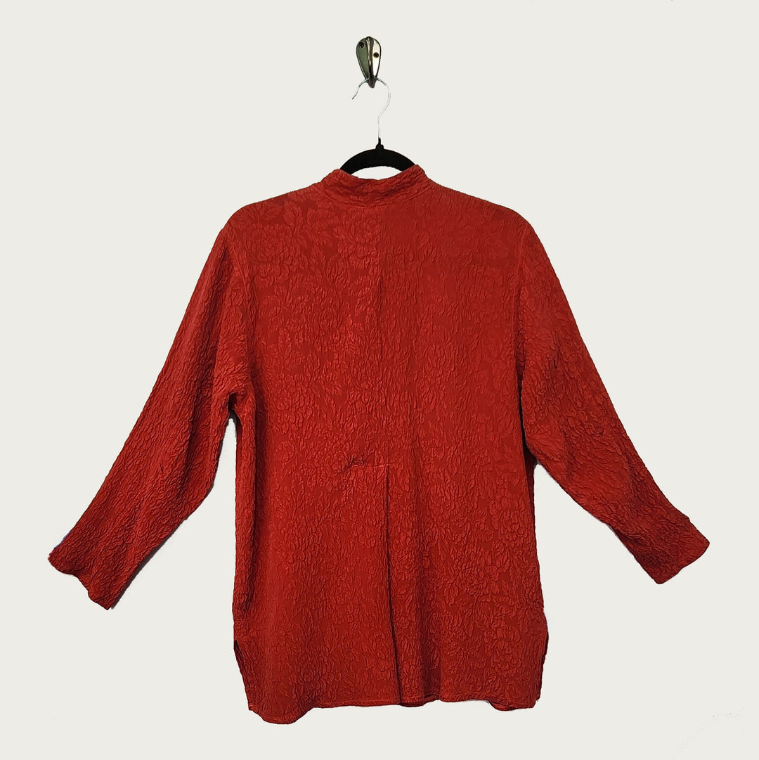 Boat Coat in Red Textured Silk