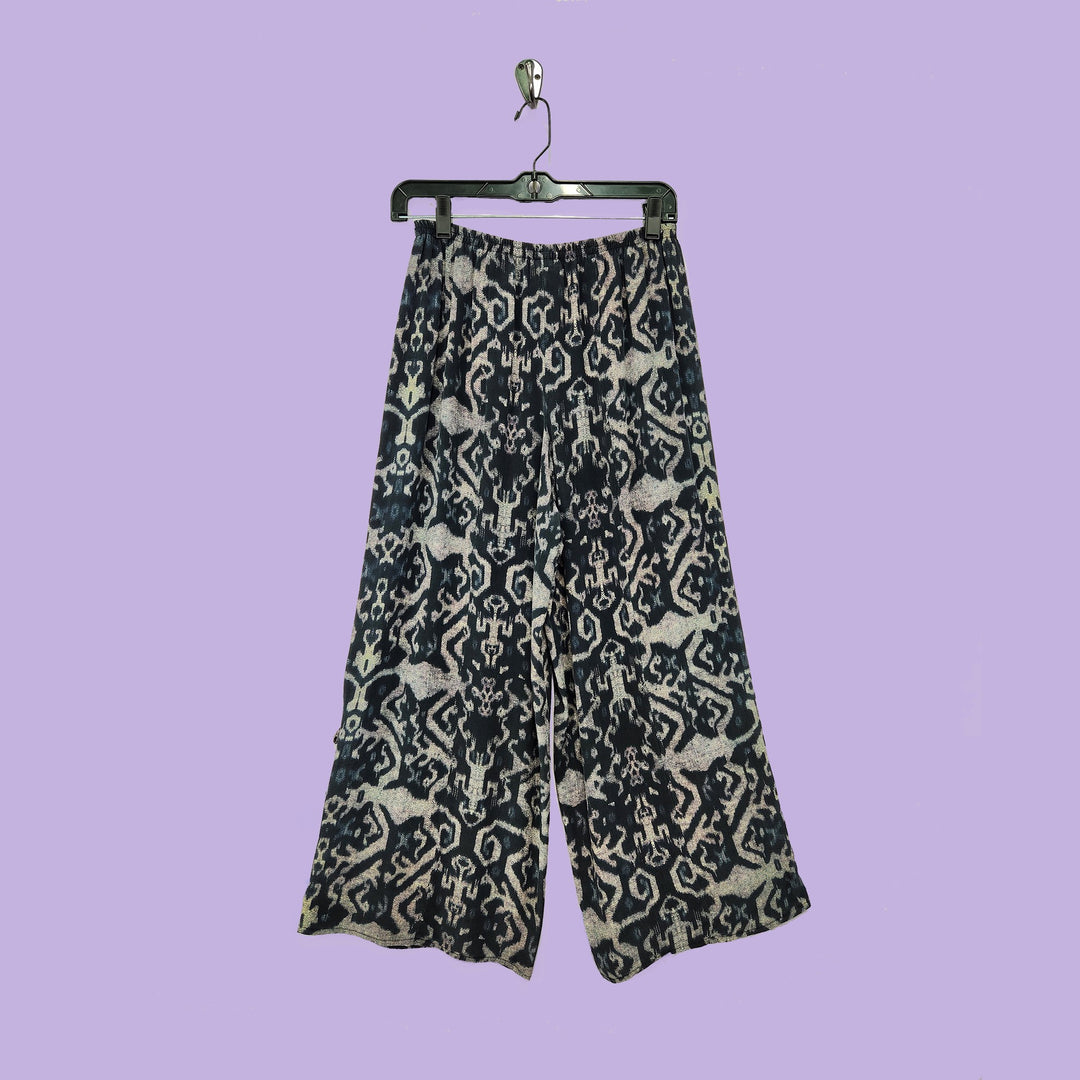 Bombay Pants in Indigo Ikat Printed Silk