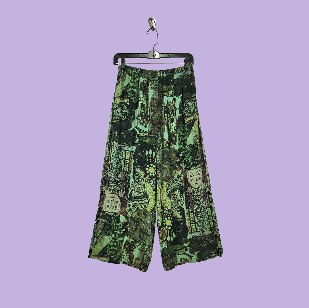 Bombay Pants in Mosaic Green Printed Silk