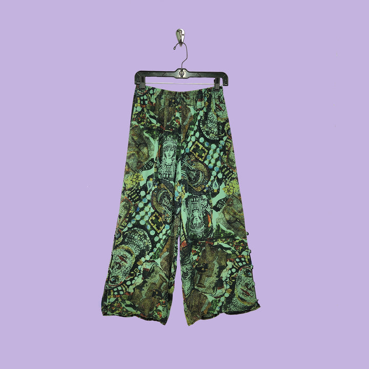 Bombay Pants in Mosaic Green Printed Silk