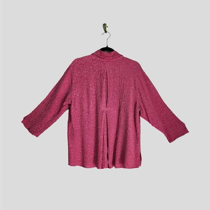 Camp Shirt in Moroccan Pink Textured Silk