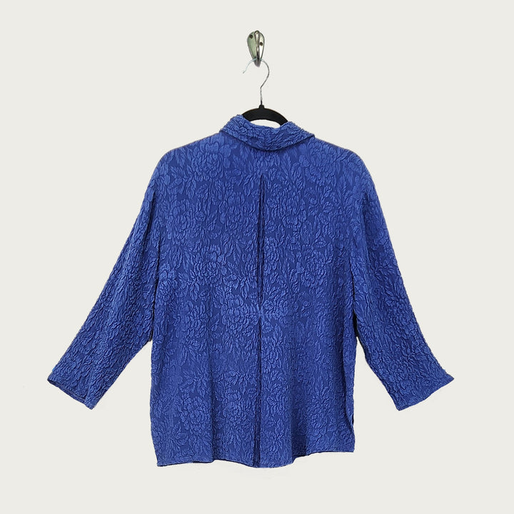 Camp Shirt in Indigo Textured Silk