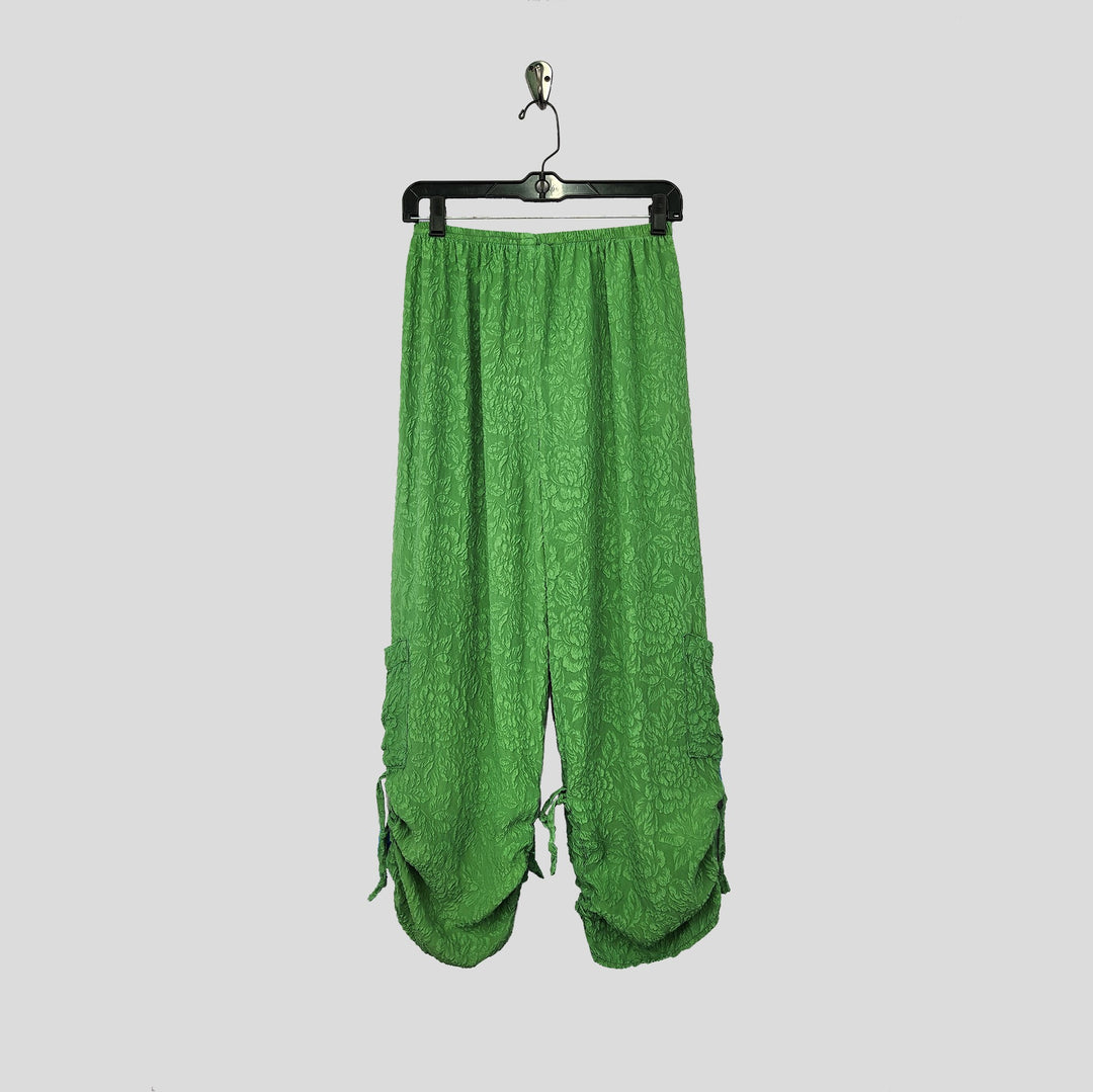 Cargo Pants in Phoebe Green Textured Silk