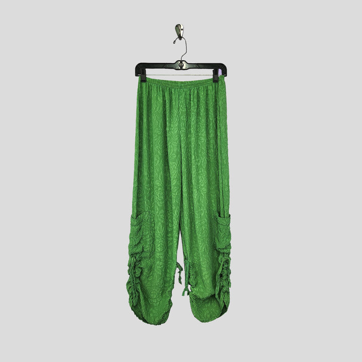 Cargo Pants in Phoebe Green Textured Silk