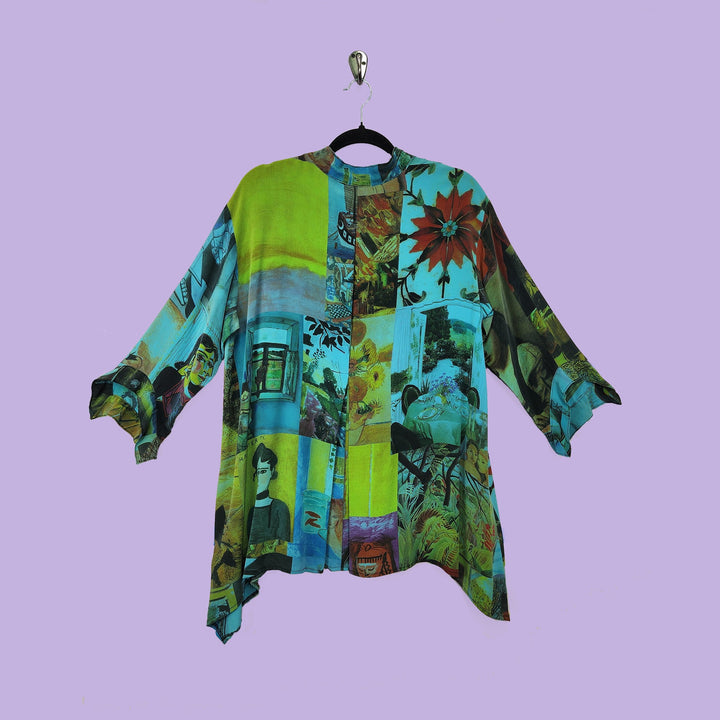 Catalina Tunic in Intuition Turquoise  Printed Silk