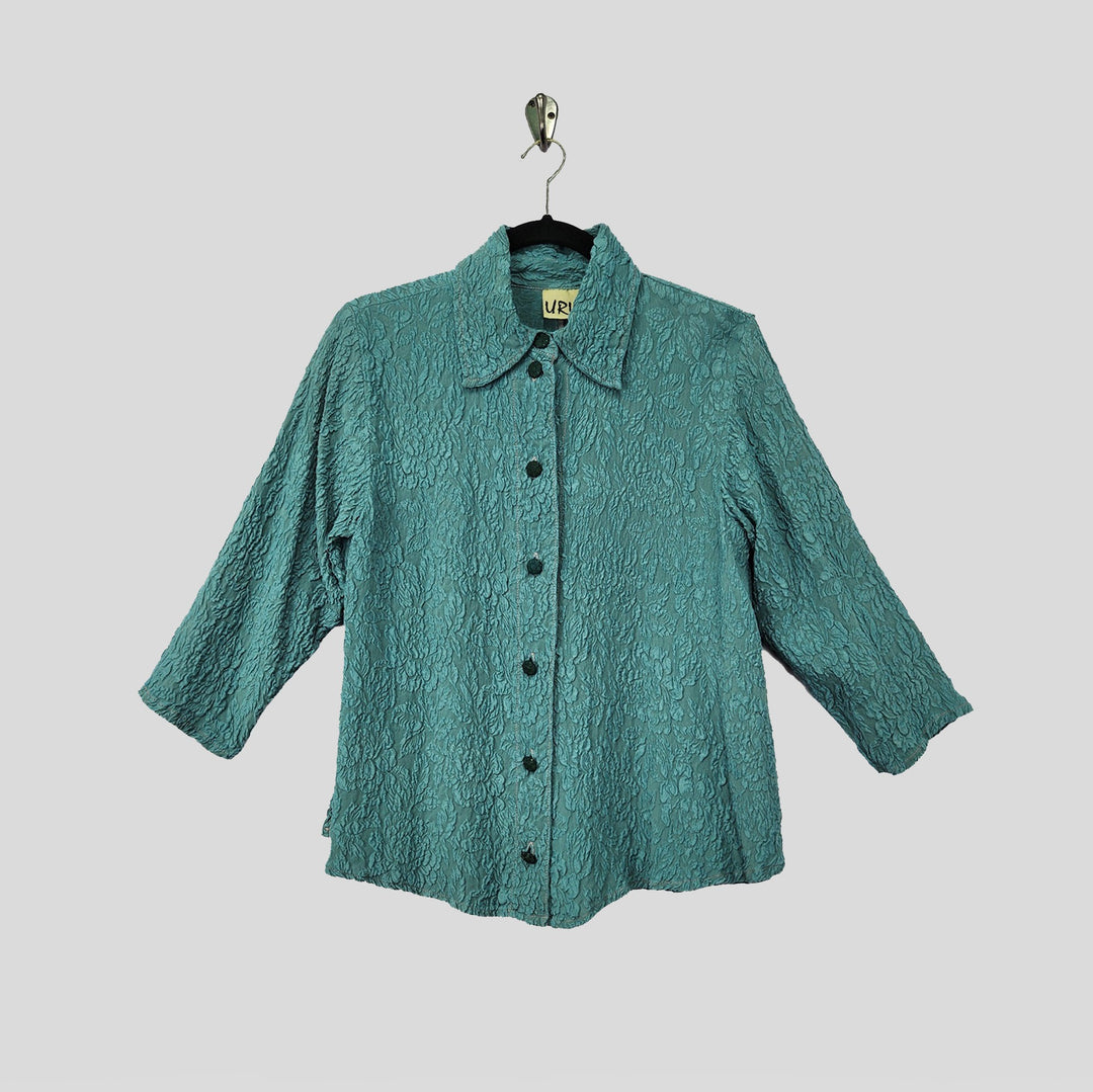 Country Shirt in Spruce Textured Silk