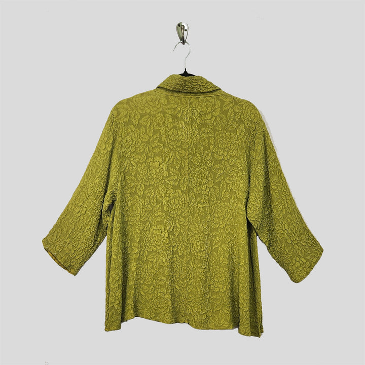 Country Shirt in Green Tea Textured Silk